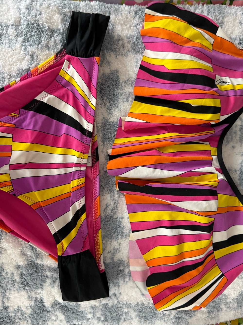 Trina Turk - size 12 women’s Pink Multi-Stripe One-Piece Swimsuit